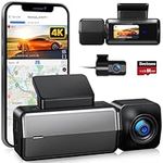 Bestsee Dash Cam Front and Rear Camera with Built-in WiFi GPS, 4K/2.5K Full HD Dashcams for Cars Come with 64G SD Card, APP, 24h Parking Mode, G-Sensor, Loop Recording, Night Vision, WDR (M33)