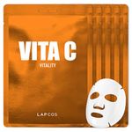 LAPCOS Vita C Sheet Mask, Daily Face Mask with Vitamin C to Renew Skin, Korean Beauty Favorite, 5-Pack