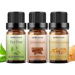 Sedbuwza 3 Pack Tea Tree Cinnamon Frankincense Essential Oil Set 100% Pure Massage Aromatherapy Mothers Day Gifts Oils Kit