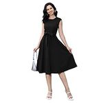 Malco Modes Chic Vintage Cocktail Dresses for Women | Classic 1950s Dresses for Women Black Party Swing Dress, Black, Medium