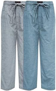 Andrew Scott Men's 2 Pack Super Soft Woven Pajama & Sleep Long Lounge PJ Pants, 2 Pack- Blues, Large