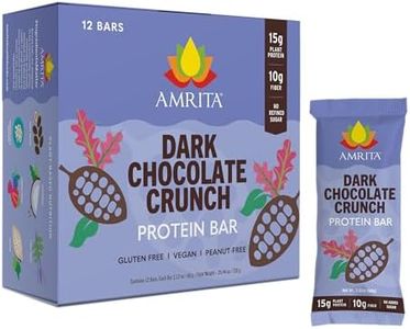 Amrita Nut Free Vegan Protein Bars (12 Count), Dark Chocolate Quinoa 15g Plant-Based Protein Bar, Peanut-Free, Gluten Free, and Dairy-Free, No Added Sugar, High Fiber, Healthy Snacks for Kids/Adults