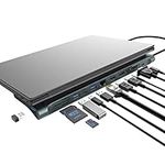 USB C Docking Station, 12 in 1 USB C Hub,Triple Monitor Type C to 2 HDMI + VGA Adapter, Laptop Docking Station Extended Display Multiport USB 3.0 SD/TF Audio for Dell, Surface, HP, Lenovo Laptops