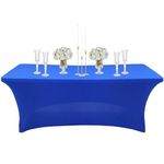 6ft Spandex Tablecloths Stretchable Tablecloth Royal Blue for Rectangle Table,Washable Fitted Table Cloth Spandex Stretch Patio Table Covers for Event,Wedding,Banquet,Party,Covering Stalls,Exhibitions