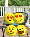 DreamVio Velvet Soft Plush Smiley Cushion Emoji Pillow Gift for Friends, Boyfriend, Girlfriend, BFF Gifts, 30 X 30 Cm - Set of 4, Yellow Design4