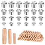 99 Pcs Woodworking Dowel Pin Set, Including 24 Pcs Dowel Centering Pins in 6/8/10/12 mm and 75 Pcs Wood Dowel Pins in 6/8/10 mm, Premium Dowel and Tenon Center Transfer Plugs Doweling Centering Pins