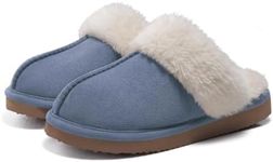 Litfun Women's Fuzzy Memory Foam Slippers Fluffy Winter House Shoes Indoor and Outdoor, Blue 6