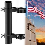 Heavy-Duty Aluminum RV Ladder Flagpole Holder- Durable Flag Mount, Ideal for Camper Travel Trailers, Outdoor Accessories