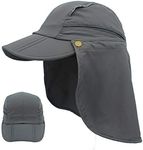 Magracy Mens Womens Outdoor Wide Brim Sun Cap Mesh UPF50+ Neck Flap Hat Quick Dry Fishing Hats Dark Grey