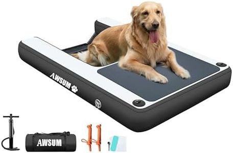 AWSUM Inflatable Dog Water Ramp 4ft x 3.3ft Dog Boat Ramp Floating for Dogs Up to 180LBS On Water Float Ladder Steps for Pool, Dock, Lakes, Black