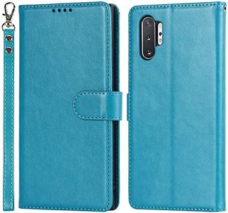 Cavor for Samsung Galaxy Note10 plus/ Note 10 pro Wallet Case for Women, Flip Folio Kickstand PU Leather Case with Card Holder Wristlet Hand Strap, Stand Protective Cover for Galaxy Note10+ 6.8'' Phone Cases-Sky Blue