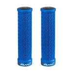 Funn Holeshot Mountain Bike Grips with Single Lock On Clamp, Lightweight and Ergonomic Bike Handle Grips with 22 mm Inner Diameter, Hardened End Bicycle Handlebar Grips for MTB/BMX (Blue)