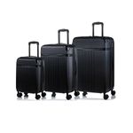 Champs Vintage Black Collection Durable Expandable Hardside Spinner 3-Piece Luggage Set, Ultra-Strong Lightweight Polycarbonate with TSA Locks and 360-Degree Wheels