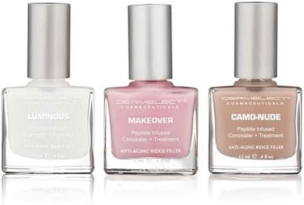 Dermelect Instant Nail Makeover Trio - Luminous Nail Brightener, Makeover Ridge Filler & Camo-Nude Base Coat - Strengthen & Conceal Damaged Nails, Peptide Infused, Nail Repair & Treatment (3 pc Set)