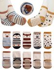 BEHELE Baby Non-skid Grip Socks Toddler Socks Warm Thick Anti Skid Slipper Crew Socks for Girls Boys Newborn Infant, Type2, 1-3T