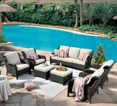 OMCCO Rattan and Wicker 9 Seater Patio Furniture Sets with 2 Ottomans Outdoor All-Weather Sectional Patio Sofa Set for Garden Poolside Balcony (Black Rattan & Off White Cushion)