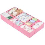 ORLISA Drawer Organizer Clothes-Dresser Organizer for Nursery-Compatible Baby Clothes Organizer and Storage & General Nursery Organization or Dresser Drawer Organizer Foldable Bins Rosa