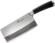 ZHEN Japanese VG-10 3-Layer Forged High Carbon Stainless Steel Light Slicer Chopping Chef Butcher Knife/Cleaver, 6.5-inch, TPR Handle -,Black