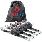 Ratchet Tie Down Straps 3m 25mm with Automatic Strap Winder and Double J Hooks LC 300daN/600daN in U | Rectractable Straps Ideal Trailer Attachment for Motorcycle Quad Bike Boat | Sturdlink