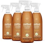 Method Daily Wood Cleaner, Plant-Based Formula that Cleans Shelves, Tables, and Other Wooden Surfaces While Removing Dust & Grime, Almond Scent, 828 mL Spray Bottles, 4 Pack