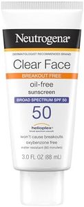 Neutrogena Clear Face Sunscreen Lotion for Acne-Prone Skin, Broad Spectrum SPF 50 Facial Sunscreen for Oily Skin, Oil-, Fragrance- & Oxybenzone-Free Water Resistant Sunscreen, 3 fl. oz