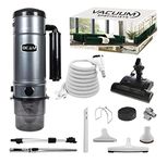 Beam SC375D Serenity Central Vacuum Unit with Tangential Bypass Motor | Galaxy Electric Power Nozzle | 35 Feet 3-Way Switch Premium Hose | Deluxe Accessory Kit | - Free Hose Cover- | Covers Up to 8000 Square FT |