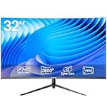 Gawfolk 32 Inch Computer Monitor, 75Hz Full HD 1920 x 1080p Curved Display, HDMI/VGA, Home Office Business PC Monitor Ultra-Thin Zero Frame