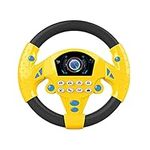 Kisbeibi Children's Steering Wheel Toys, Driving Simulator Car with Music Kids Musical Early Developing Educational Toys for Children Toddlers Boys Girls(Black Yellow)