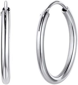 ChicSilver Small Hoop Earrings, Hypoallergenic Platinum Plated 925 Sterling Silver Hoop Earrings Endless Circle Hoops for Women Mother's Day Gifts for Mom (20mm)