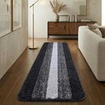 SARAL HOME EASY LIVING Microfiber Striped Rectangle Anti-Skid Runner|Soft & Super Absorbent, Washable Multipurpose Bedside Runner for Home/Kitchen/Lobby/Office Entrance, 50X180 CM|Pack of 1 (Black)