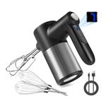 Cenroelon Cordless Hand Mixer,Digital Display 7 Speed Rechargeable Electric with 4 Stainless Steel Attachments,for Baking,Eggs