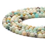 60-65pcs 6mm Amazonite Beads Natural Gemstone Beads Round Loose Beads Smooth Stone Beads for Bracelet Necklace Jewellery Making and DIY Crafts, 1 Strand 15.5"