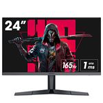 KOORUI Monitor Gaming, 24 Inch Computer Screen HDMI, 165Hz, 1080p, 1ms, IPS, FreeSync, Compatible G-sync, Tilt Adjustable, Eye Care, VESA Wall Mountable (FHD 1920x1080, DisplayPort) Black