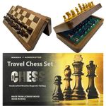 Travel Chess Set, Magnetic Chess Board and Pieces, Portable Chess Set, Magnetic Chess Set with Built-in Storage, Foldable Chess Board, Pocket Size Chess Set, Handcrafted (7 inches)