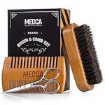 Wooden Beard and Comb Set for Men - Perfect for Beards Head Hair and Mustaches Men's Grooming Kit for Styling, Applying Beard Oils and Balms for Better Hair Care Growth and Impressive Hair Health