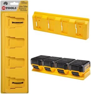 48 Tools DeWalt 18V & 20V Battery Holder - Durable Wall Mount Storage for Cordless Power Tool Batteries, Easy Install, Commercial-Grade ABS