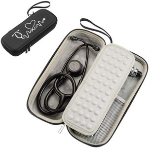 Caseling Hard Stethoscope Case for 3M Littman Classic III, Lightweight II S.E, Cardiology IV, MDF Acoustica - Nurse ID Slot and Pockets for EMT Accessories, Medical Scissors, LED Penlights, Black