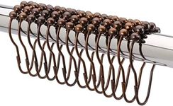 Premium Shower Curtain Rings Hooks 100% Stainless Steel Metal Oil Rubbed Bronze with Roller Balls; Set of 12 - and Rustproof from 2LB Depot