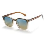 grey jack TR Retro Sunglasses,Stylish Square Polarized Sunglasses for Men Women 21048 Brown Frame Blue Yellow Lens