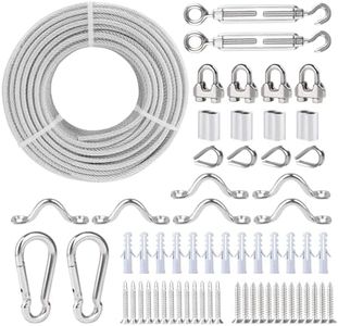 5mm Wire Rope Kit,30m PVC Coated Steel Cable w/ 7×7 Strand Core, Stainless Steel Turnbuckle Wire Tensioner Kit for Decking Stair Railing, Shade Sail, String Light Hanging, Clothes Line
