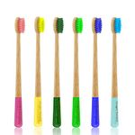 Bamboo Toothbrush, Natural Eco Friendly Biodegradable Wood Toothbrushes, Vegan Organic Charcoal Tooth Brush, Pack of 6