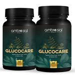 Ambrosial Glucocare Blood Sugar Control Tablets | Premium Herbal Formulation with Karela Jamun & Neem for Diabetes Care | Supports Healthy Blood Glucose Levels (Pack of 2-120 Capsules)