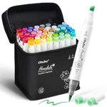 Ohuhu Alcohol Markers Brush Tip: 48 Colors Brush & Chisel Dual Tips Drawing Marker for Beginners Adults Artists Coloring Books Illustration Sketching- Honolulu 2- AP Certified Refillable Ink