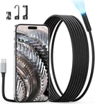 Endoscope Camera with Light, Teslong USB-C Borescope Inspection Camera with 8 LED Lights, 10FT Flexible Waterproof Snake Camera Scope, Fiber Optic Cam Compatible with iPhone 15/16, Android Phone