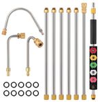 Pressure Washer Extension Wand, 9.25ft/ 111inch Power Washer Lance 6 Spray Nozzle 1/4" Quick Connect, with 3 Curved Rod 10 Rubber Ring, 4000 PSI Roof/Gutter Cleaner Window Washing Accessories