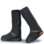 Habwea Waterproof Shoe Covers for Men Women Overshoes Non -Slip PVC Rain Boots Shoes Covers with Zipper Reflector Reusable for Rain Mud Snow Outdoor Sports Hiking Climbing Camping Travel,Black XL