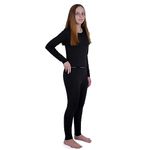 INNERSY Thermals for Kids Black Girls Thermal Base Layer Set Winter Baselayer Children & Teenager (12-14 Years, Black)