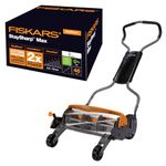 Fiskars Reel Mower, Lawn mower with contactless cutting system, cutting width: 46 cm, StaySharp Max, Black/Orange/Silver, 1000591