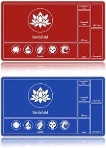 EDGFRTOIO Card Playmat Stitched with Magic Zones, Game Mats Tabletop 24x14 inch for MTG/TCG Card Battles Commander Deck Gaming Desk Mat Duel Mat Card Gameplay Mats for Beginner (Red, Blue, 2 Pack)