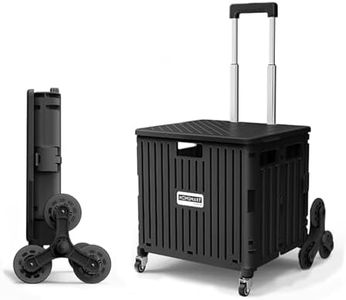 Viviendo Foldable Shopping Trolley, 65L Collapsible Utility Cart, Folding Portable Crate Handcart with Climbing Wheels and Aluminum Telescopic Handle - Black